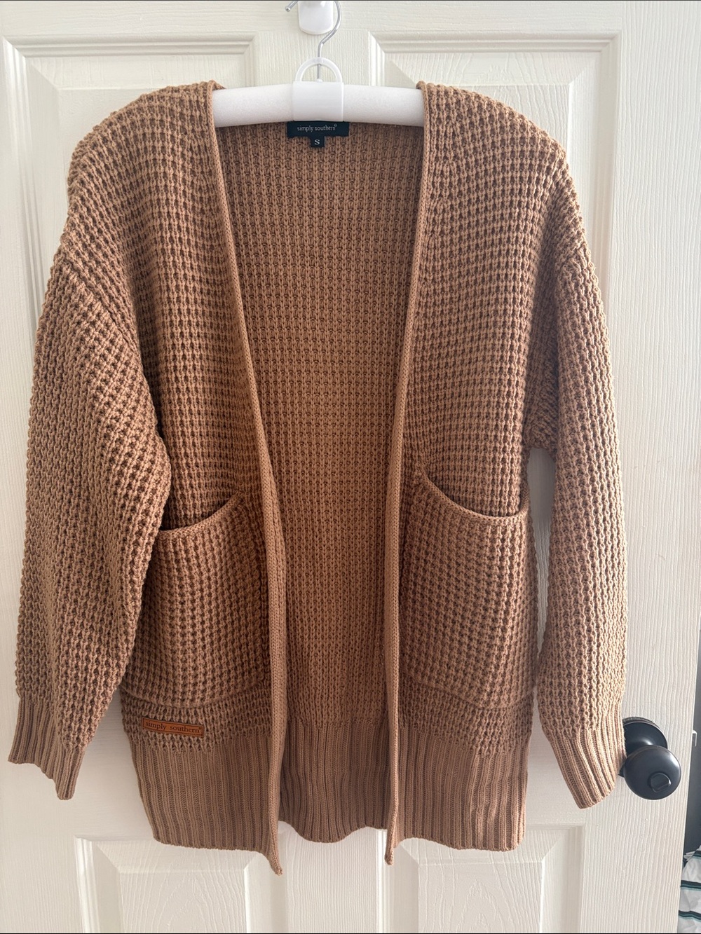 Simply Southern Camel Brown Waffle Knit Open-Front Cardigan